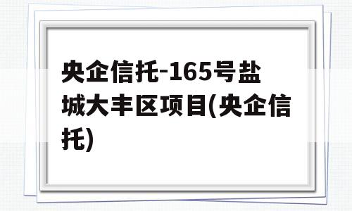 央企信托-165号盐城大丰区项目(央企信托)