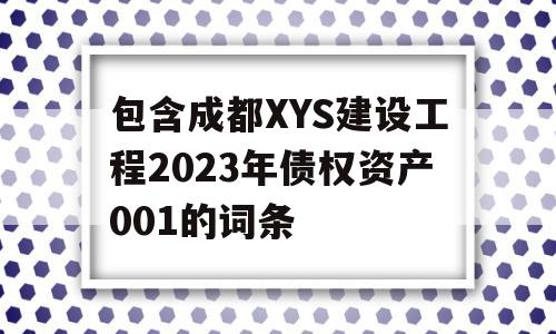 包含成都XYS建设工程2023年债权资产001的词条