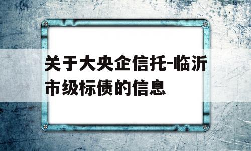 关于大央企信托-临沂市级标债的信息