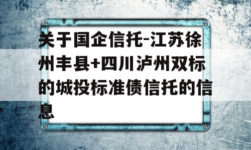 关于国企信托-江苏徐州丰县+四川泸州双标的城投标准债信托的信息