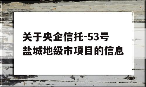 关于央企信托-53号盐城地级市项目的信息