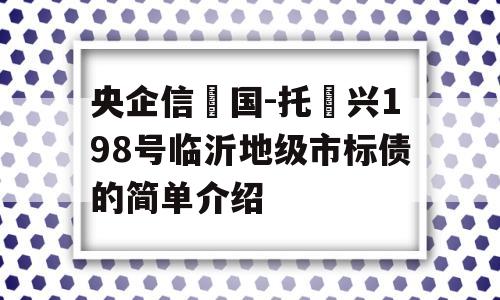 央企信‮国-托‬兴198号临沂地级市标债的简单介绍