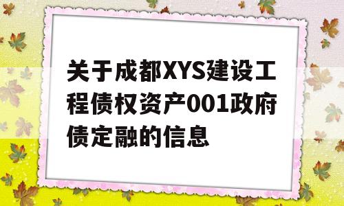 关于成都XYS建设工程债权资产001政府债定融的信息