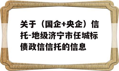 关于（国企+央企）信托-地级济宁市任城标债政信信托的信息