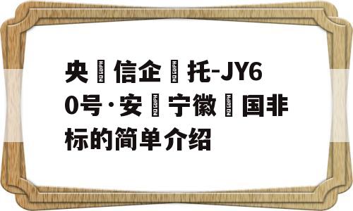 央‮信企‬托-JY60号·安‮宁徽‬国非标的简单介绍