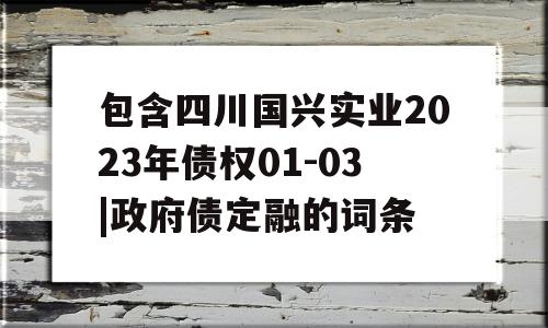 包含四川国兴实业2023年债权01-03|政府债定融的词条