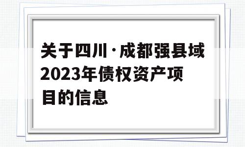 关于四川·成都强县域2023年债权资产项目的信息