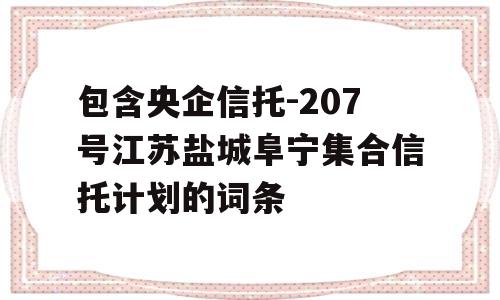 包含央企信托-207号江苏盐城阜宁集合信托计划的词条