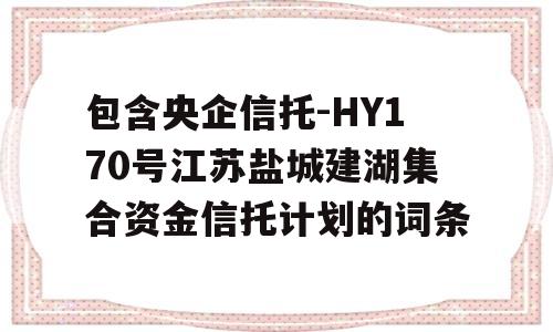 包含央企信托-HY170号江苏盐城建湖集合资金信托计划的词条