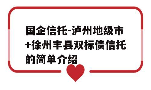 国企信托-泸州地级市+徐州丰县双标债信托的简单介绍