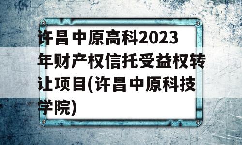 许昌中原高科2023年财产权信托受益权转让项目(许昌中原科技学院)