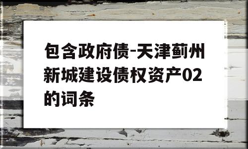 包含政府债-天津蓟州新城建设债权资产02的词条