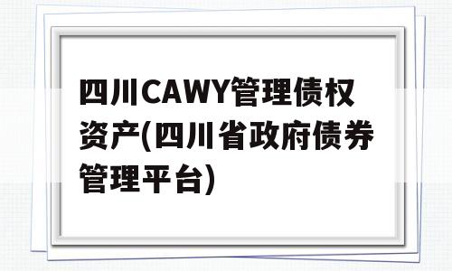 四川CAWY管理债权资产(四川省政府债券管理平台)