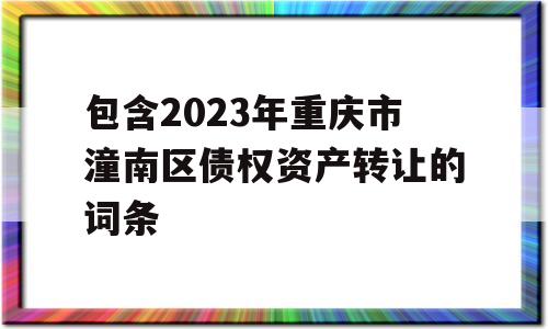 包含2023年重庆市潼南区债权资产转让的词条