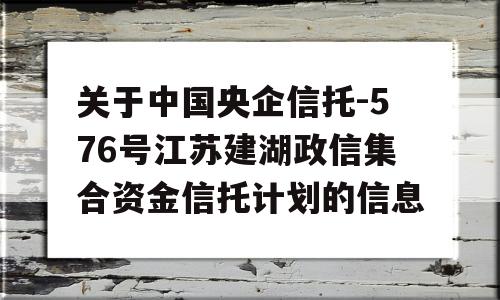 关于中国央企信托-576号江苏建湖政信集合资金信托计划的信息