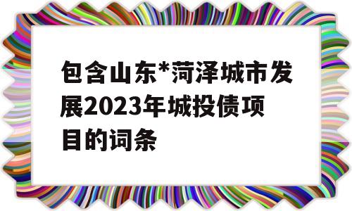 包含山东*菏泽城市发展2023年城投债项目的词条