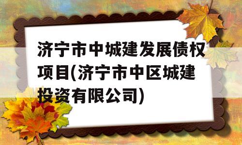 济宁市中城建发展债权项目(济宁市中区城建投资有限公司)