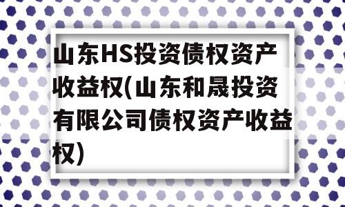 山东HS投资债权资产收益权(山东和晟投资有限公司债权资产收益权)