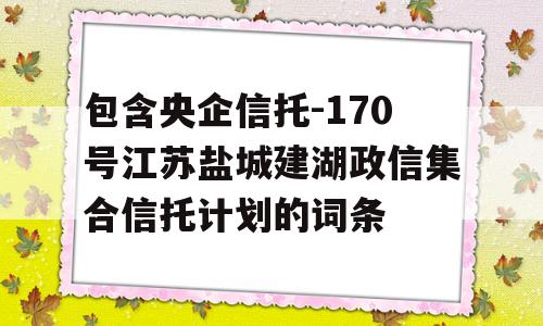 包含央企信托-170号江苏盐城建湖政信集合信托计划的词条