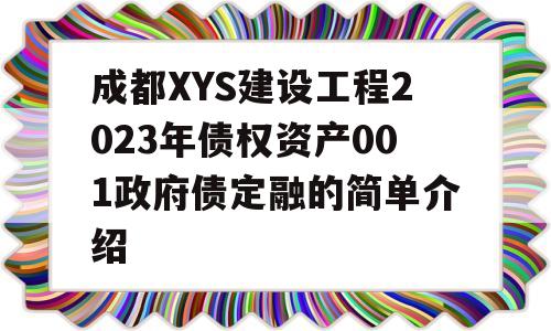 成都XYS建设工程2023年债权资产001政府债定融的简单介绍