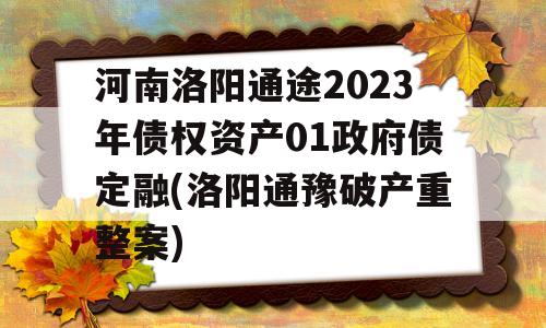 河南洛阳通途2023年债权资产01政府债定融(洛阳通豫破产重整案)