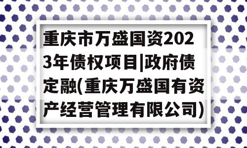 重庆市万盛国资2023年债权项目|政府债定融(重庆万盛国有资产经营管理有限公司)