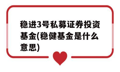 稳进3号私募证券投资基金(稳健基金是什么意思)