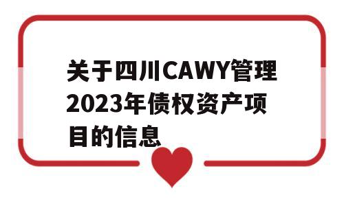 关于四川CAWY管理2023年债权资产项目的信息