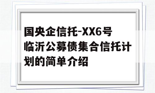 国央企信托-XX6号临沂公募债集合信托计划的简单介绍