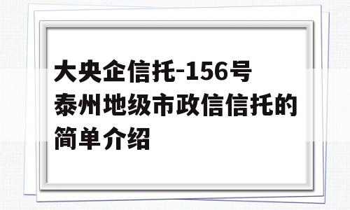 大央企信托-156号泰州地级市政信信托的简单介绍