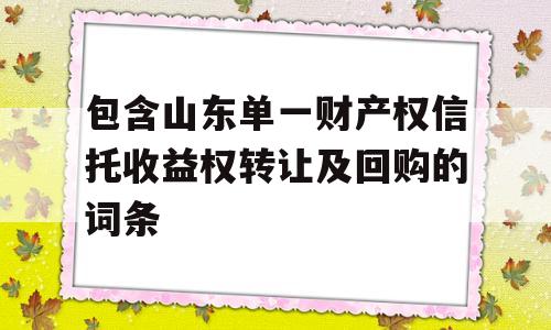 包含山东单一财产权信托收益权转让及回购的词条