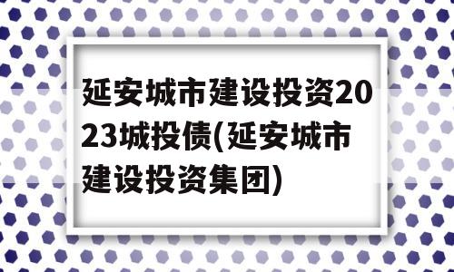 延安城市建设投资2023城投债(延安城市建设投资集团)