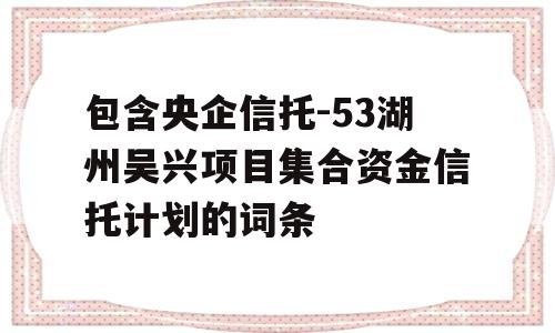 包含央企信托-53湖州吴兴项目集合资金信托计划的词条