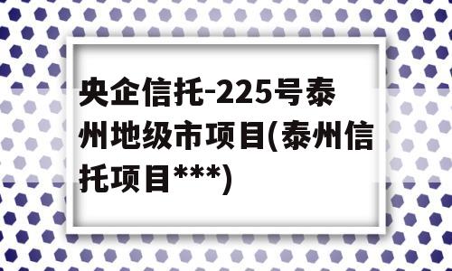 央企信托-225号泰州地级市项目(泰州信托项目***)