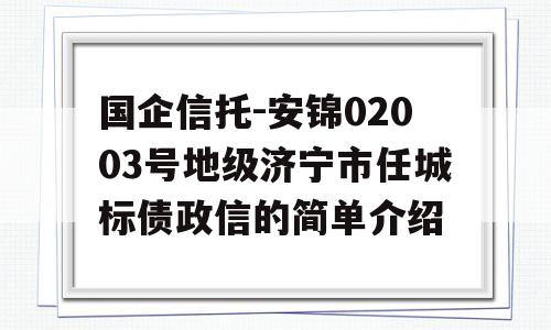 国企信托-安锦02003号地级济宁市任城标债政信的简单介绍