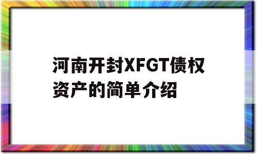 河南开封XFGT债权资产的简单介绍