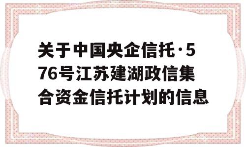 关于中国央企信托·576号江苏建湖政信集合资金信托计划的信息