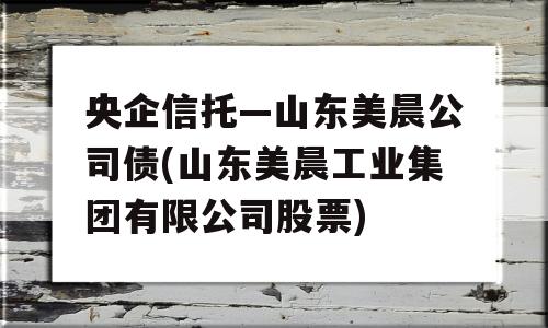 央企信托—山东美晨公司债(山东美晨工业集团有限公司股票)