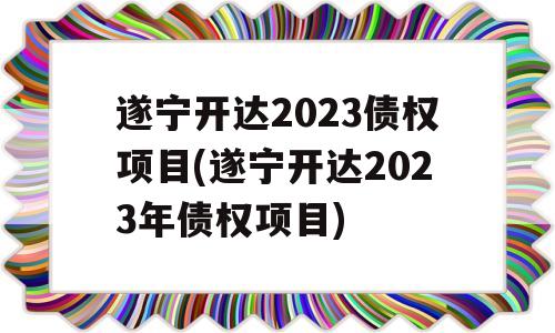 遂宁开达2023债权项目(遂宁开达2023年债权项目)