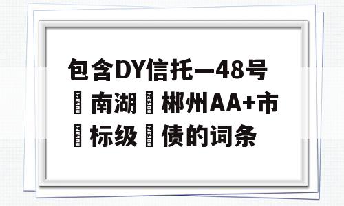 包含DY信托—48号‮南湖‬郴州AA+市‮标级‬债的词条