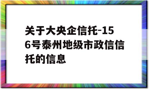 关于大央企信托-156号泰州地级市政信信托的信息