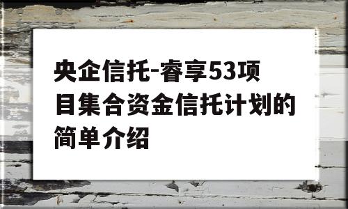 央企信托-睿享53项目集合资金信托计划的简单介绍