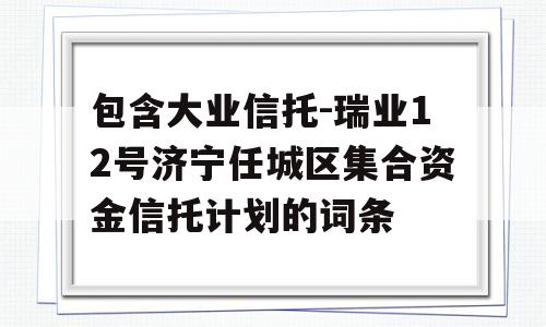 包含大业信托-瑞业12号济宁任城区集合资金信托计划的词条