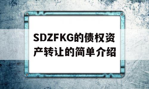 SDZFKG的债权资产转让的简单介绍