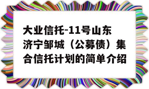 大业信托-11号山东济宁邹城（公募债）集合信托计划的简单介绍