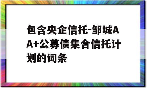 包含央企信托-邹城AA+公募债集合信托计划的词条