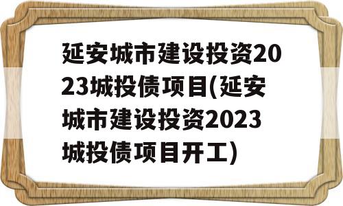 延安城市建设投资2023城投债项目(延安城市建设投资2023城投债项目开工)