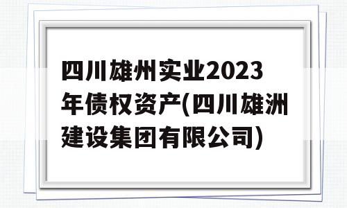 四川雄州实业2023年债权资产(四川雄洲建设集团有限公司)