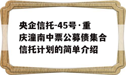 央企信托-45号·重庆潼南中票公募债集合信托计划的简单介绍