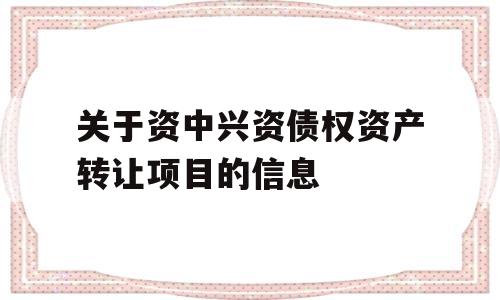 关于资中兴资债权资产转让项目的信息